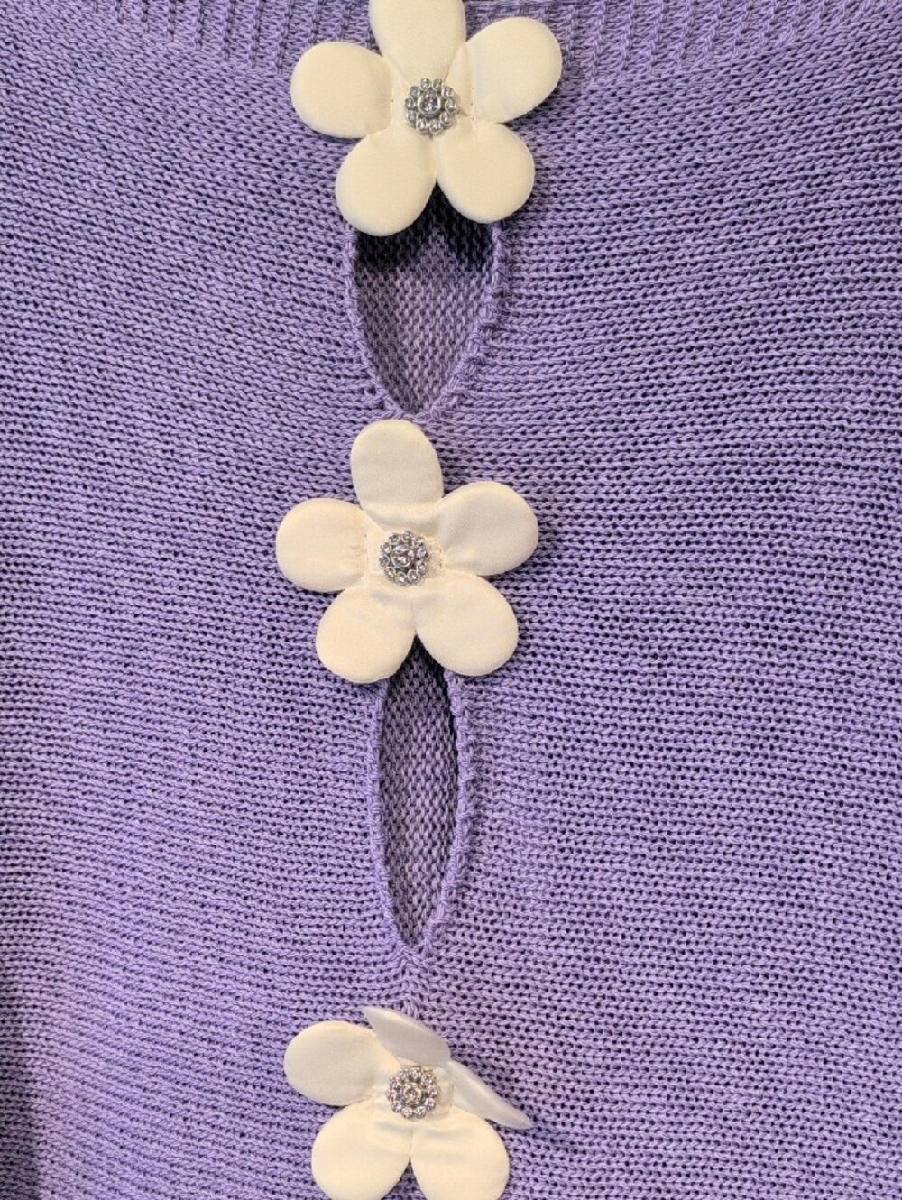 C. Constantia Made In Italy Lavender Knit Sweater with Floral Accent NWT - Picture 4 of 6